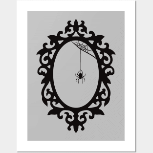 Gothic Victorian Dark Academia Frame And Spider Silhouette Posters and Art